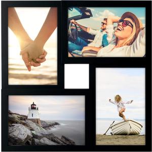 Malden 4-Opening Matted Collage Frame, Displays Four 4x6 Photos, Black