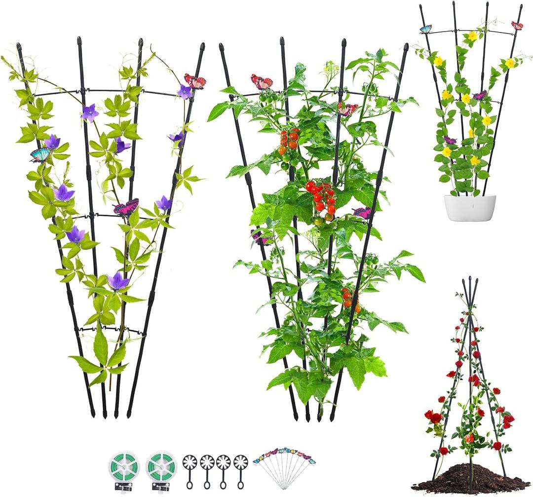 2 Pack Garden Trellis for Climbing Plants, Small Trellis for Potted Plants, Plant Support Obelisk Trellis Garden Trellises for Vines Flowers Stands Plant Climbing Trellis Indoor and Outdoor