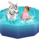 Jasonwell Foldable Dog Kiddie Pool - Hard Plastic Kids Paddling Pool Toddler Baby Swimming Pools for Backyard Collapsible Whelping Box Pet Doggie Cats Wading Pools Bathtub for Puppy Large Dogs (48" x 12", Green)