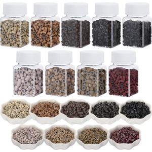 4500 Pcs Beads for Hair Extensions 5 mm Silicone Lined Beads Microlink Rings Human Hair Extension Tools, 9 Colors