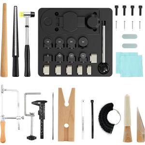 GAXPAK Ring Bender Tool Ring Bending Tool, Spoon Ring Maker Machine Jewelry Making Kit with Nylon Dies, Complete Ring Bending Tool Set Ring Measuring Kit Ring Making (Black 2)