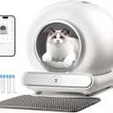 Self Cleaning Cat Litter Box, Ultra-Safe Protection Automatic Cat Litter Box, APP Control/Lower Entry/Large Capacity with 3 Rolls Liners & Mat (Gray)