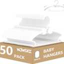 Baby Hangers 50 Pack, 11-14.5" Adjustable Kid Hangers for Newborn Closet, Plastic Non-Slip Small Infant Hanger for Toddler Pant, Child Coat Hanger for Boy Nursery Clothing, Girl Dresses, White