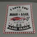 I Love You to The Moon and Back Race Car Door Sign Decor,Race Track Wood Nursery Wall Decor Hanging Sign,Racing Theme Suitable for Boys,Gift for Teenagers Race Fans, 13*11