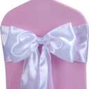 Babenest Satin Chair Sashes Ties Upgraded 10 pcs Chair Ribbons Bows for Wedding Banquet Party Christmas Baby Shower Events Decoration (White)