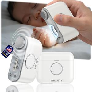 Electric Nail Clipper for Family CarePrecision Dual-Blade Trimming SystemAutomatic 2-in-1 Trimmer & Grind Nail Care Tool with LED Light, Ultra-Quiet & Safe for Babies, Seniors and Adults White