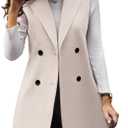 IDEALSANXUN Womens Long Wool Vest Fall Winter Sleeveless Blazer Jackets Double Breasted Trench Coats Small