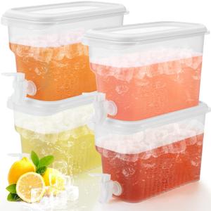 Hoolerry 4 Pack 0.8 Gallon Drink Dispenser for Fridge with Spigot Plastic Beverage Dispenser for Juice Lemonade Iced Tea Water Refrigerator Drink Container for Parties
