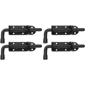 JQK Spring Loaded Latch Pin, 304 Stainless Steel Barrel Bolt Thickened 2mm Door Lock, 5 Inch Black (4 Pack), HSB300-BK-P4