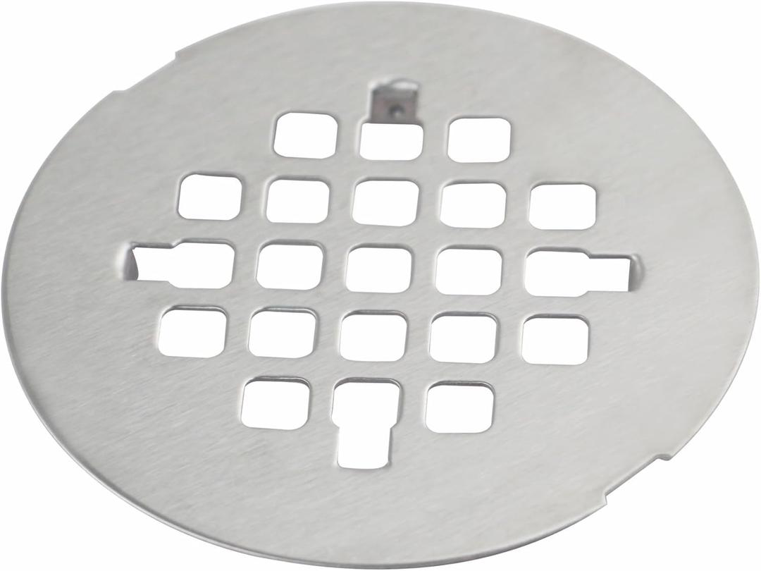 Brushed Nickel Snap-in Shower Floor Drain Cover,Hidrop 4-1/4" OD Round Shower Strainer Grid, Easy-to-Install Replacement Cover Stainless Steel