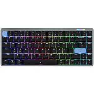 EPOMAKER Luma84 Low Profile Aluminum Mechanical Keyboard, QMK/VIA Programmable, Tri-Mode Wireless, Win/MAC/Linux Compatible, RGB Backlight (Black&Blue, Gateron Low-Profile Red Switch)