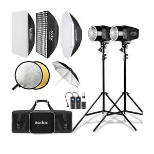 Godox Studio Flash Light Kit for Photography, Strobe Softbox Lighting Kit, 2x180W Daylight Compact Monolight with Flash Trigger, Softbox, Light Stands, Reflector Storage Bag, Umbrella, AC 110V Powered