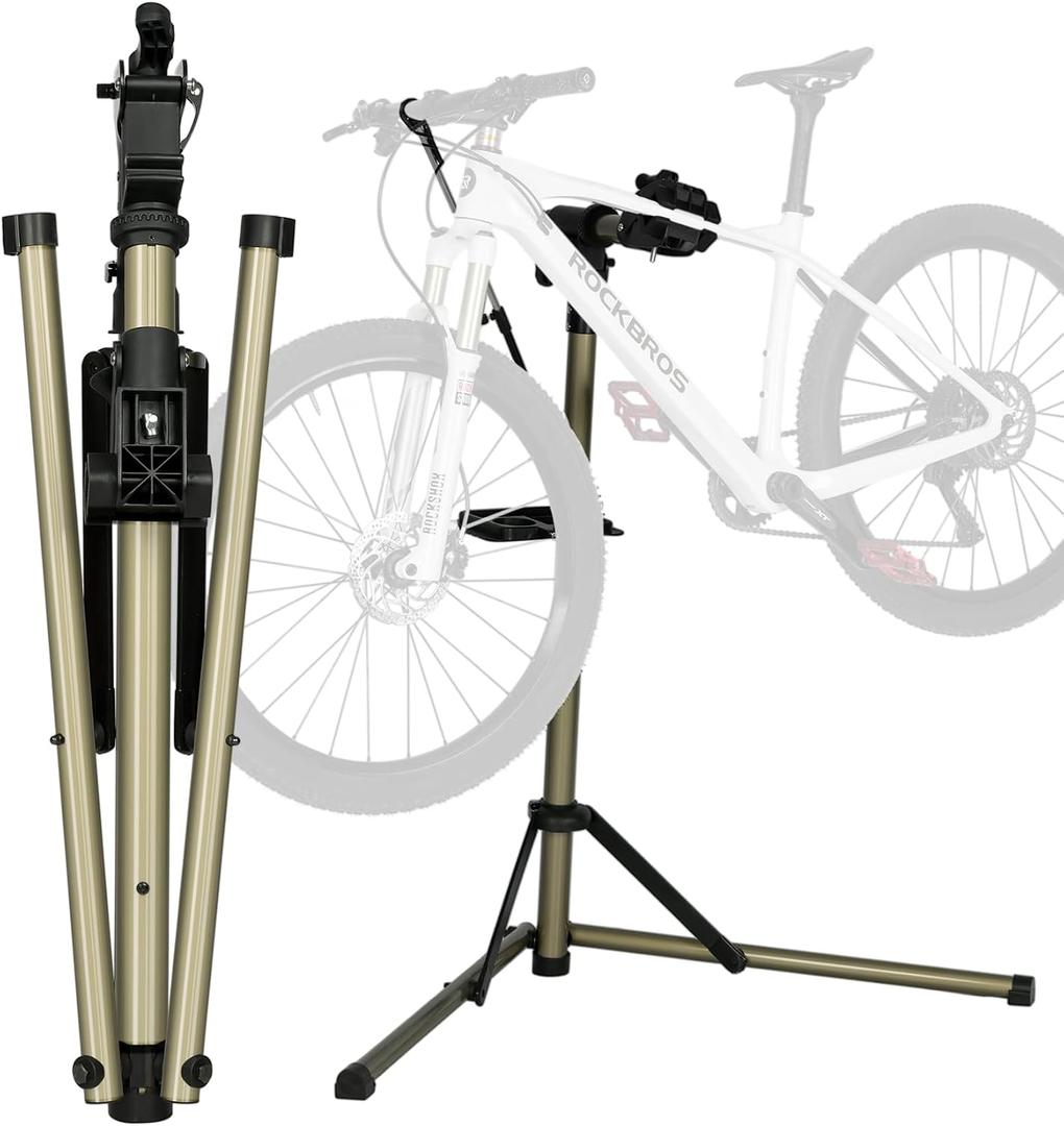 ROCKBROS Bike Repair Stand, Heavy Duty Workstand for E-Bike,MTB & Road Bike
80 lb Capacity, 360° Rotating Clamp, 40–63" Adjustable Height, Magnetic Tool Tray, Stabilizer Rod, Foldable & Portable