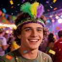 Mardi Gras Feather Sequin Headband for Carnival Party Masquerade Mardi Gras Costume Headband (1 Count (Pack of 1), Purple Yellow Green)