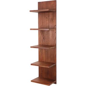 Wooden 5 Tier Wall Shelf,Vertical Column Floating Storage Home Decor Organizer,Floating Shelf Wall Decor Shelves for Bedroom, Living Room,Vanity(Walnut) (1 pcs)