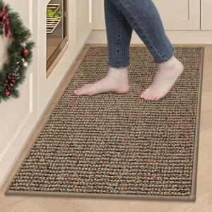 BEQHAUSE Kitchen Rugs 24"x36", Non-Slip Kitchen Mats for Floor, Super Absorbent and Stain Resistant Kitchen Rugs, Machine Washable Rugs for Kitchen, Hallway, Laundry & Sink, Taupe