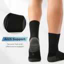 BAMBOO COOL Men's Crew Socks Athletic Running Sports Socks, Cushioned Moisture Wicking, Breathable Arch Support 6 Pack (L)