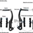 V-Type Bike Brake Set, Complete Universal Bike Front and Rear MTB Brake, Bicycle Brakes, Inner and Outer Cables, Include Brakes Lever Calipers Multi-Tool Wrenches