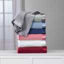 OakRidge Satin Fleece Blanket, Full/Queen, Twin or King Size 100% Polyester Lightweight Fabric and Cozy Satin Binding Edges in Tightly Folding Travel Blanket, Blue