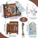 Aizhuang 50 Pcs Vintage Suitcase Party Favor Box, Vintage Suitcase Candy Boxes with Airplane Keychains Party Favors, Kraft Tags and Burlap Twine for Travel Themed Party, Bridal Shower, Wedding Decorations