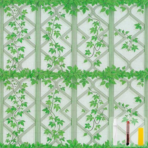 COUNTEWOL Frosted Glass Window Privacy Film with Installation Tools Removable Peep-Proof Static Cling Heat Control UV Protection Ideal for Home Office Bathroom Door (Frosted Ivy, 23.6 x 78.7 Inch)