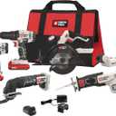 PORTER-CABLE 20V MAX* 6 Tools Combo Kit Cordless Drill Set, Impact Driver, Circular Saw, Reciprocating Saw, Oscillating Tool, Cutting Blade, Flashlight and USB Charger (PCCK617L6)