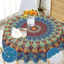 Boho Round Tablecloth 70 inch, Bohemian Circle Table Cloth Decor for Home Kitchen Dining