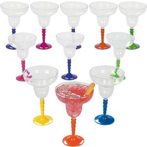 Fun Express Plastic Margarita Glasses Disposable 12 oz Bubble Stem 12 Pack - Mexican Fiesta Party Decorations & Cinco de Mayo Party Supplies | Taco Party Cups for Margarita Bar & Themed Celebrations