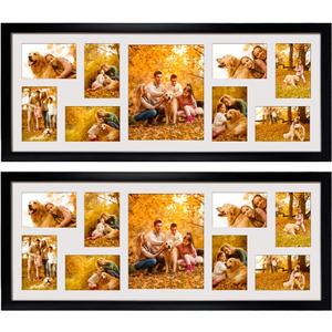 WIFTREY 2 Pack 4x6 Picture Frames Collage with 9 Openings, Display Eight 4 x 6 Pictures and One 8x10 Photos for Wall Mounting, Black