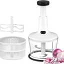 Manual Hand Push Food Chopper, Vegetable Dicer Mincer with Container, Egg Whisk & Salad Spinner for Salsa, Salad, Pesto, Hummus