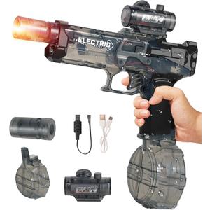 Flame Light Fully Automatic Water Gun, 28-32 FT Range Powerful Classic Water Squirt, Electric Water Guns for Adult Kid,High Capacity 500+ Water Blaster, Summer Outdoor Swimming Pool Water Toy(Black)