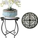 Plant Stand Indoor Outdoor, 15" Tall Flower Pot Stand, Round Metal Corner Plant Stand for Flower Pot, Rustproof Flower Plant Rack Holder for Home, Garden, Patio, Plant Lovers 1 Count