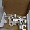 10pcs 2 AWG-3/8(M10) Tinned Copper Ring Terminals Battery Lugs, Heavy Duty Wire Lugs, Battery Cable Connectors