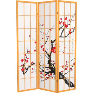 Red Lantern 6 ft. Tall Flower Blossom Divider - Honey - 3 Panels