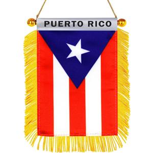 Puerto Rico Hanging Flag with Suction Cup 4x6 Inch - Double Sided Puerto Rican Mini Banner for Car Rearview Mirror and Window Decor