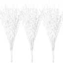 24 PCS Artificial Glitter Holly Berry Stem Ornaments Berry Picks Branches Glittery Bead Sticks for Christmas Tree Decorations Wreath Vase and Home Decor, White