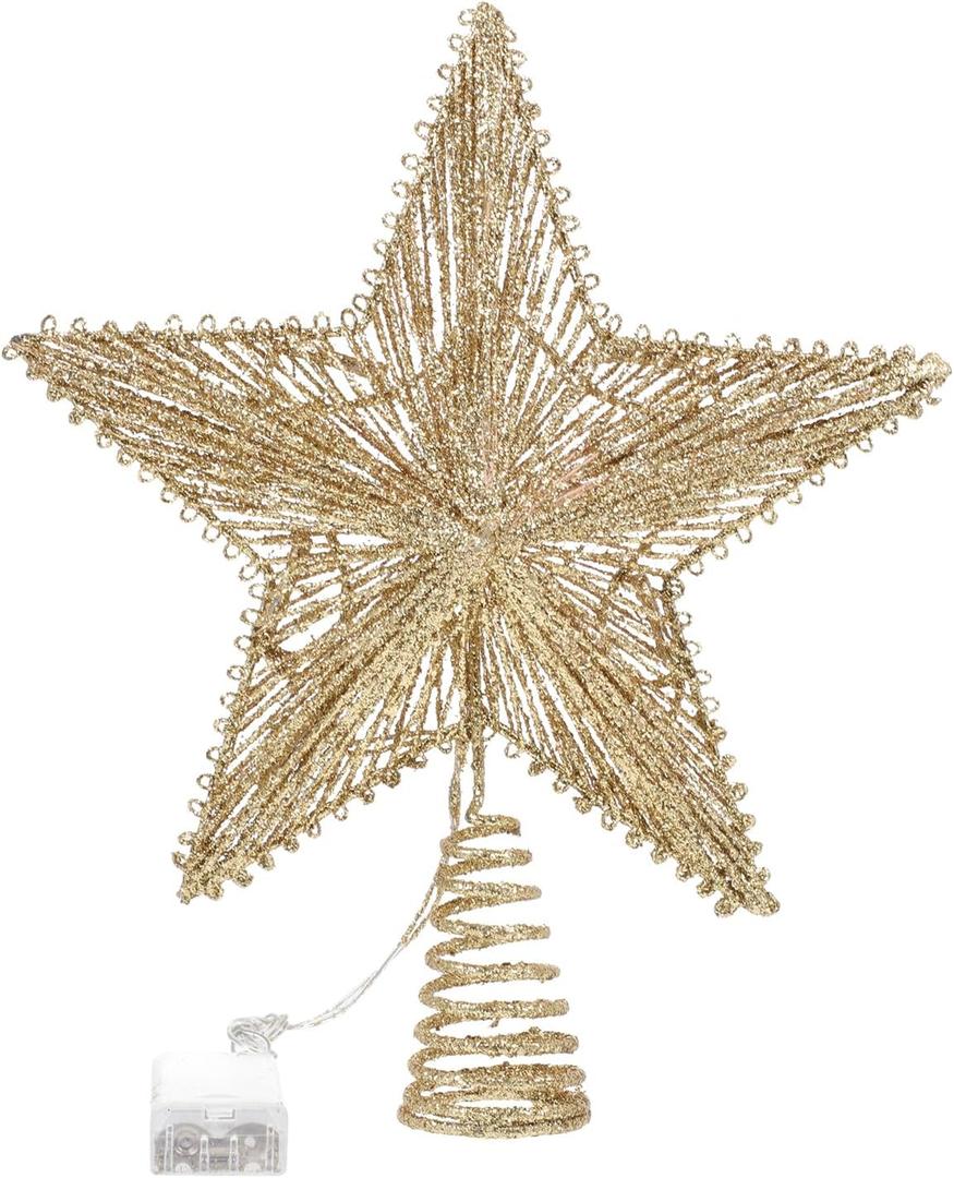 Cabilock 1pc Glowing Tree Top Star Christmas Tree Led Topper Lighted Star Tree Topper Led Christmas Tree Topper Rattan Decor Five-Pointed Star Light Copper Wire Decorative Lights Pentagram