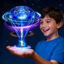 Hand Controlled Flying Orb Ball for Kids, Indoor & Outdoor Hover Toy, Toss & Catch Flying Ball with Protective Cage, Rechargeable Family Play Toy (Blue (USB Charge))