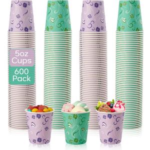 TV TOPVALUE 600 Pack 5oz Paper Cups, Bathroom Cups, Colorful Disposable Cups, Mini Mouthwash Cups, Hot Drinking Cup for Travel, Party and Event