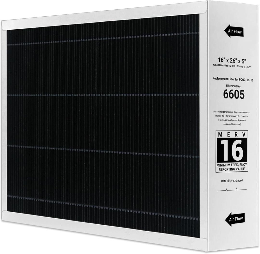 6605 16x26x5 MERV16 Replacement Filter, Compatible with PureAir PCO3-16-16 Air Purifier and Replacement for Lennox Y6605 Air Filter