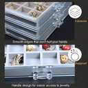 YUFONG Earring Organizer Box Acrylic Jewelry Organizer with 3 Drawers 54 Adjustable Grids Clear Stackable Earring Holder Velvet Trays Ring Display Case for Women Girls (Gray)