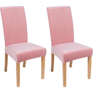 Smiry Velvet Stretch Dining Room Chair Covers Set of 2, Soft Removable Washable Chair Slipcovers Kitchen Parsons Chair Protector, Pink