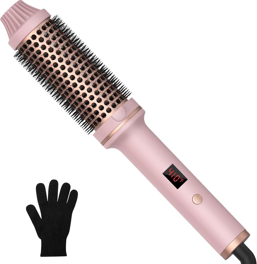 1 1/2 Inch Thermal Brush for Women, Hair Curling Heated Round Fast Heating, Hot Round Double Voltage for Travel for Hair Straightening Curling Volumize