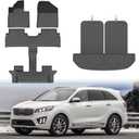Mixsuper Sorento Floor mats-Floor Mat & Cargo Liner for Kia Sorento 7 Seats 2016-2020,All Weather TPE Rubber Floor Liners Protection for Sorento Accessories,Full Set Anti-Slip Car Mats,Black