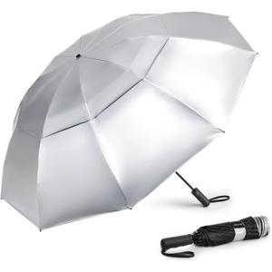 G4Free 62 Inch Large Golf Umbrella Compact Reverse Travel Umbrella 10 Ribs Windproof for Rain Double Canopy Automatic Open Close