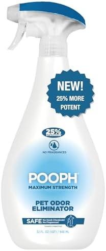 POOPH Maximum Strength Pet Odor Eliminator Spray 32 Ounce Fragrance Free Odor Remover for Dogs and Cats Urine Poop Pee Deodorizer for Home Carpet Furniture