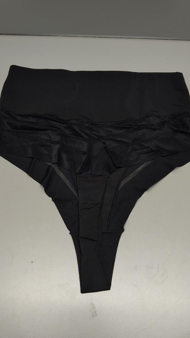 BLTIBY High Waist Triangle Thongs for Women Tummy Control Solid Color Mesh Body Shaping Briefs Comfortable Fashion Panties Black S