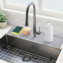 Amerner 20 inch Kitchen Sink Splash Guard, 10° Large Slope & Adaptable Hole Faucet Mat for Kitchen Sink, Silicone Sink Organizer Sponge Holder for Kitchen, Bathroom, RV, Bar, 20” x 5.5”, Gray