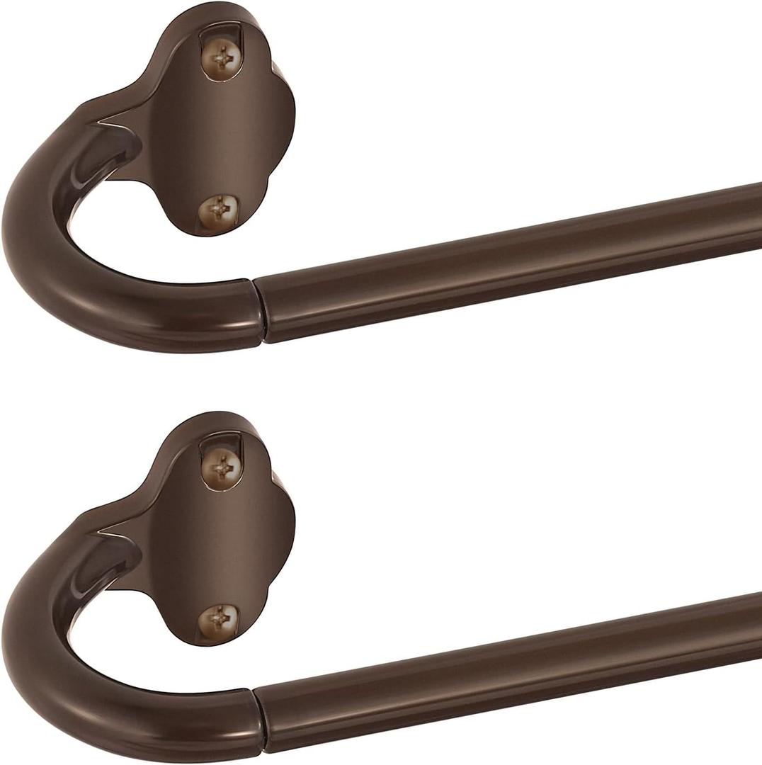 TVWOO 2 Pack Wrap Around Curtain Rods, Bronze Curtain Rods 28 to 48 Inch, 5/ 8 Inch Adjustable Blackout Curtain Rod with Brackets, Room Darkening Window Rod, Metal Hidden Curved Drapery Rods 28-48", Brown