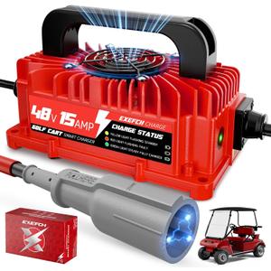48 Volt 15 Amp Golf Cart Charger with 3-Pin Round Plug for Club Car Precedent & DS Series Only for Lead Acid Battery
